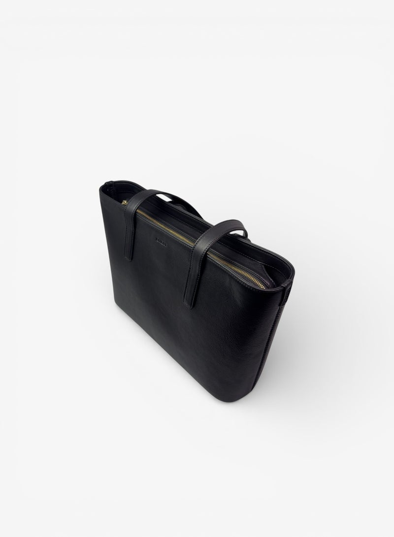 Emery Astrid Tote In Calf Black Leather - Image 4